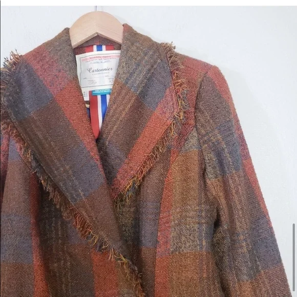 Anthropologie Plaid Blazer in Orange and Brown - Picture 7 of 13